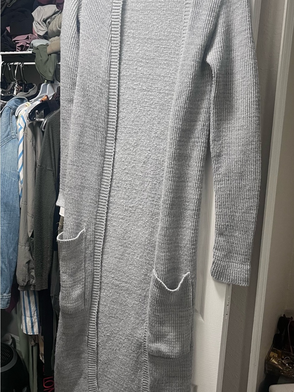 Boohoo Light Gray Longline Open-Front Women's Cardigan